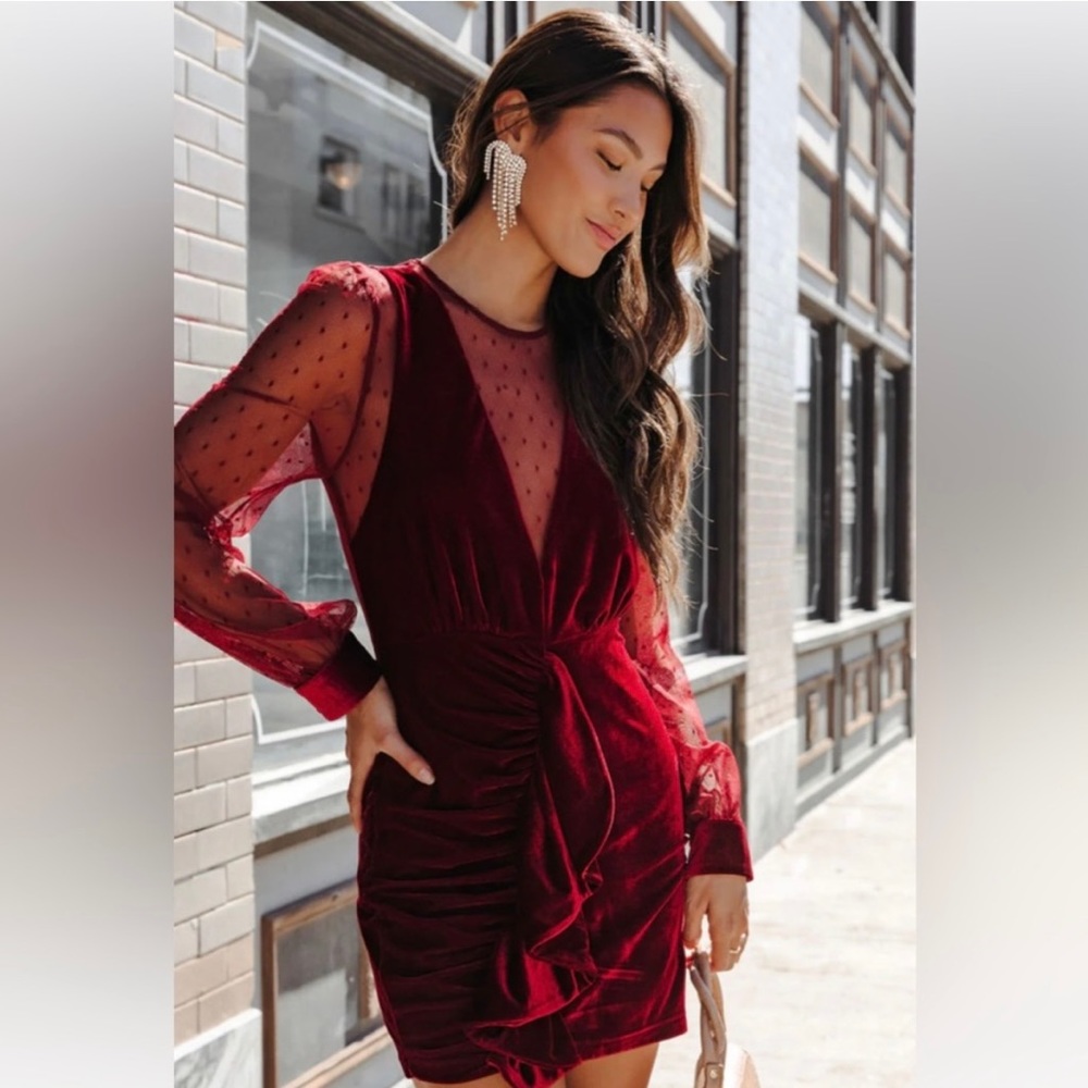 VICI Velvet Ruffle Mini Dress